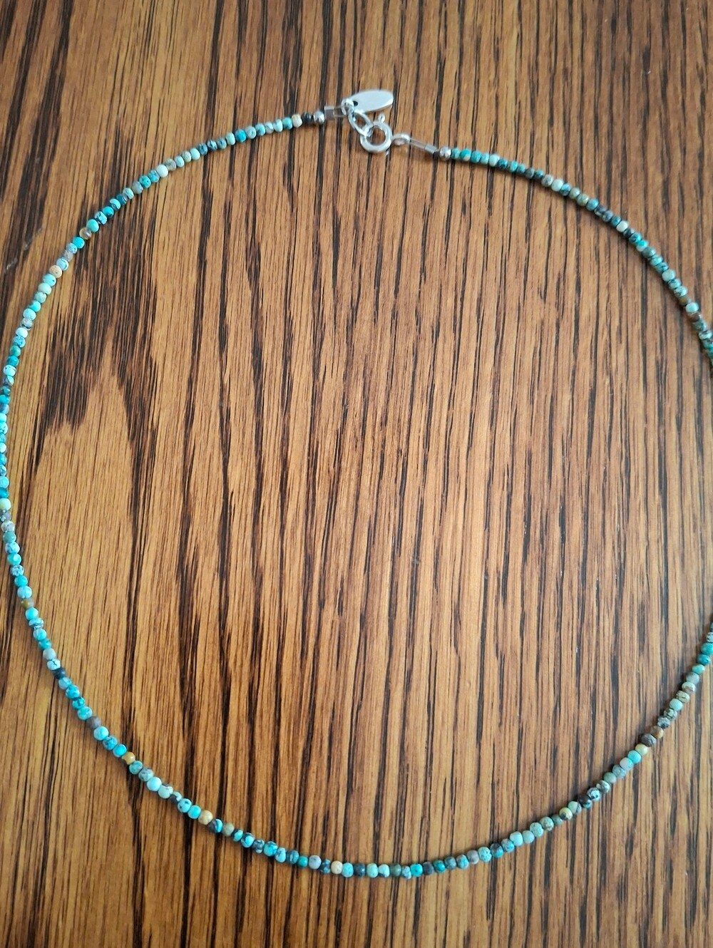 Hubei Turquoise 2mm Natural Stone Beaded Necklace 18"